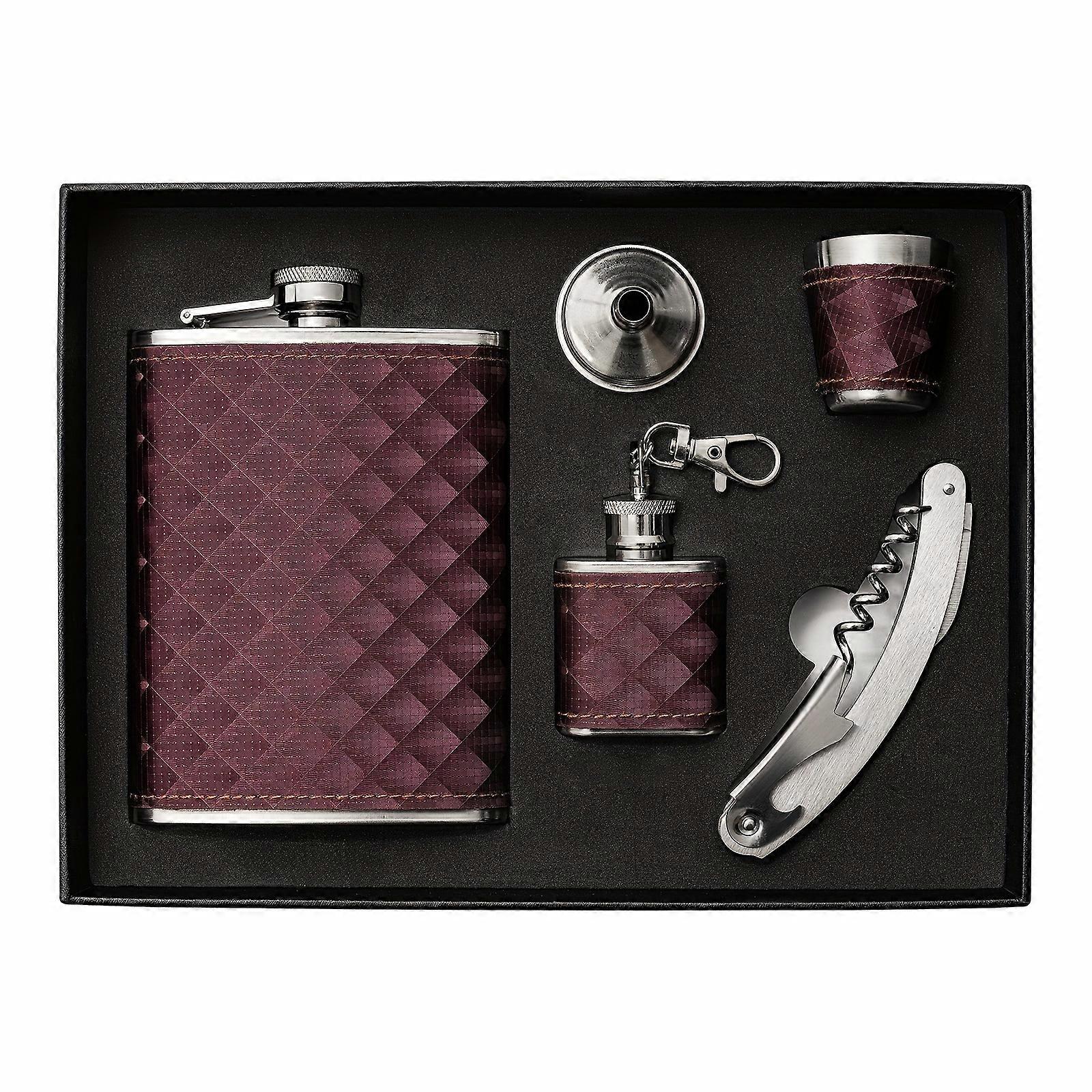 5pcs, 8oz Stainless Steel Flask Set, 1oz Flask, 30ml Shot Glass, Bottle Opener, Funnel, Portable Stainless Steel Mini Flask Deluxe Set, The Best Gift