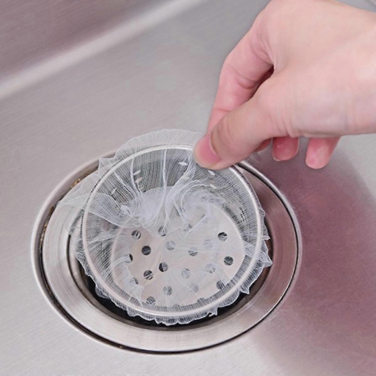 kjøkkenvask sil mesh bag, 200 stk engangs vask nettsil filterposer for vaskavløp for innsamling av kjøkkenmatavfall rester av søppel