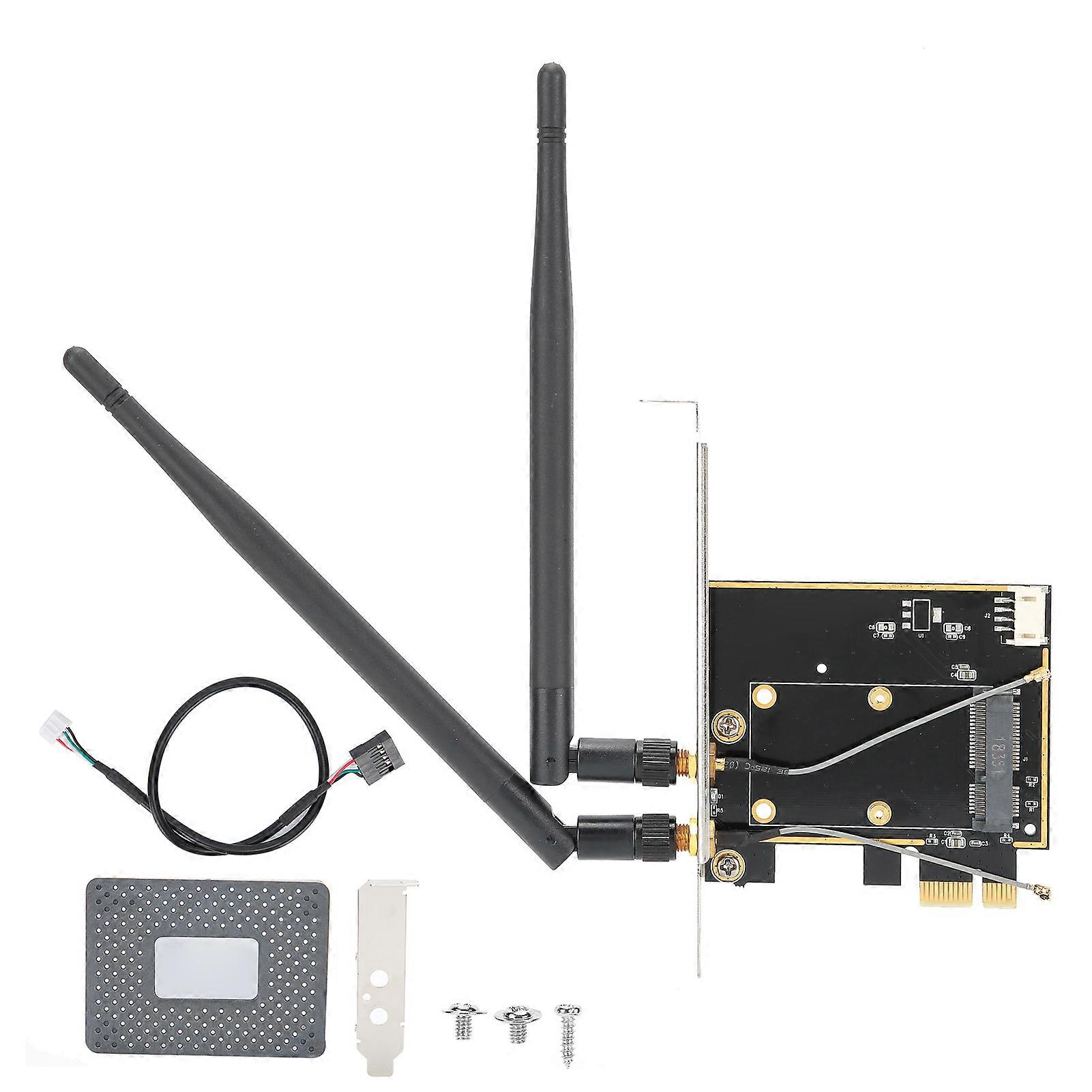 Wireless Networks Card Adapter Mini PCI-E to Desktop PCI-E with 2 Antenna Support Bluetooth
