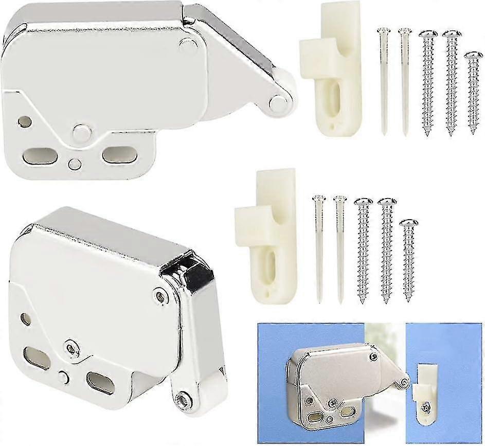 2 Pcs Mini Latch Automatic Spring Catch, Touch Open with Automatic for Kitchen Cabinet Cupboard Wardrobe Door