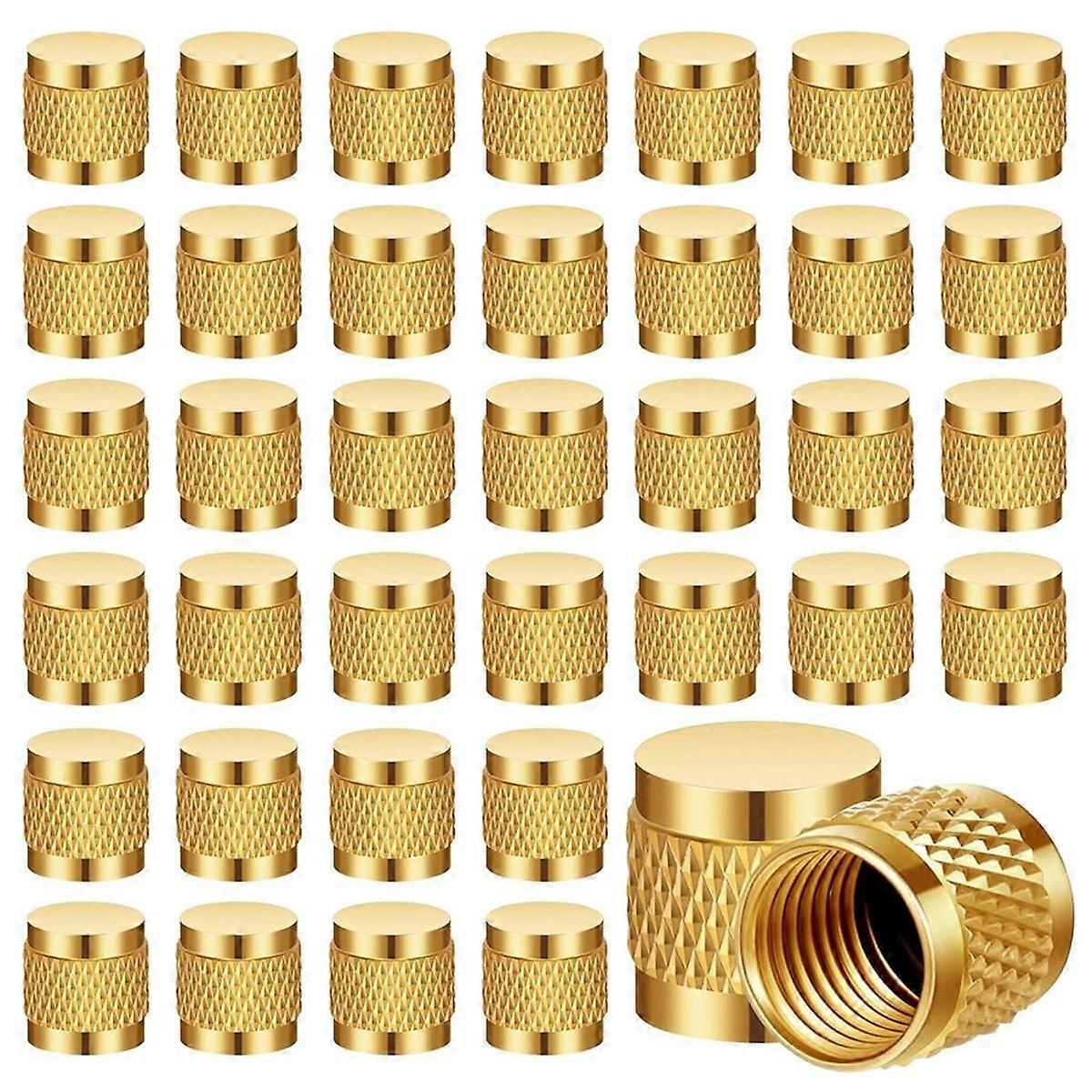 60Pcs 1/4 Flare Cap Round Brass Fittings Caps W/O Ring Cap HVAC Valve Caps for Home Industrial Manufacturing Component