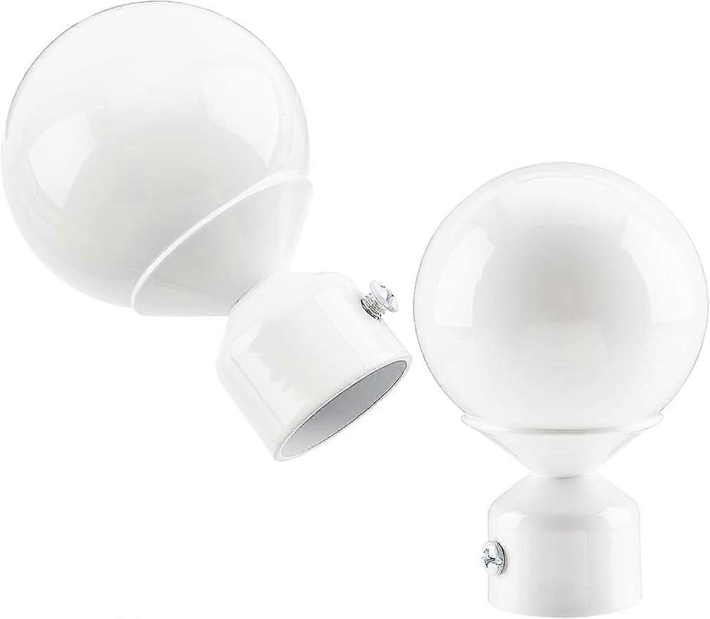2PCS Round Curtain Rod Finials Drapery Pole Ball End White Replacement Decorative End Head Caps for 1 Home Office Curatins Rod Decor Supports(3.5x2.6i
