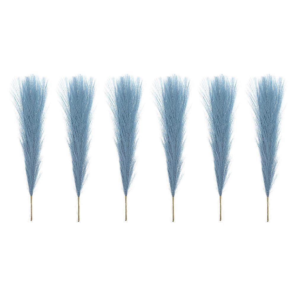 6pcs Artificial Pampas Stems Faux Pampas Branches Fake Plants Vase Decors