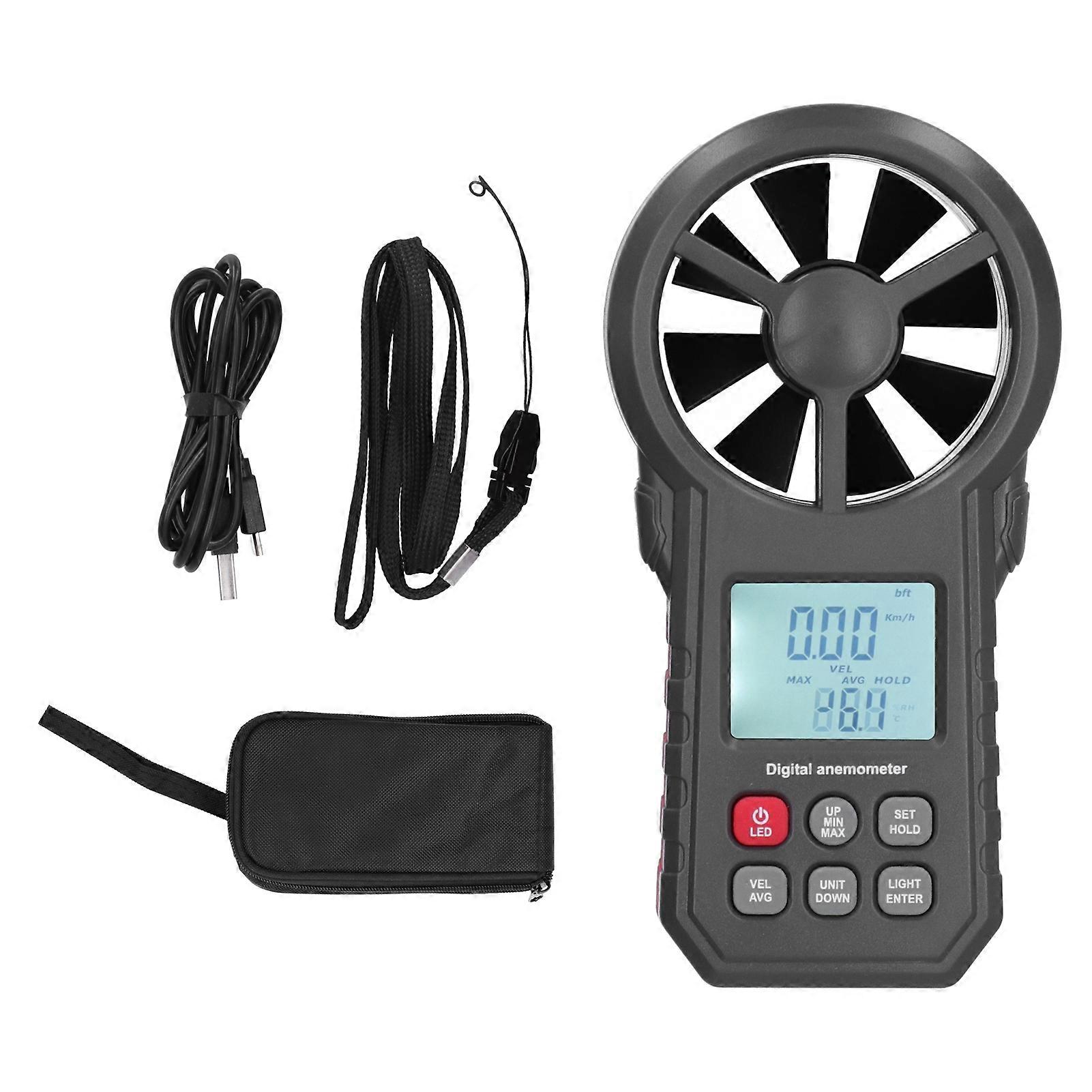 WT87B Bluetooth Digitales Anemometer mit LCD-Hintergrundbeleuchtung 9V Handheld Windgeschwindigkeit Tester YEMAA