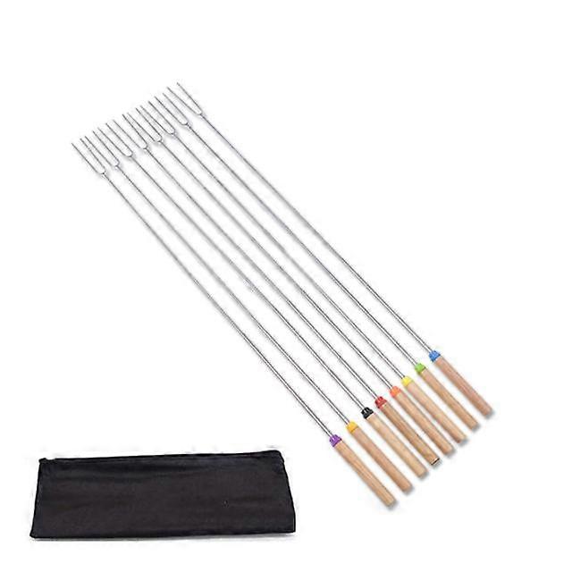 3-8Pcs/Set Barbecue Fork Set with Storage Bag Telescopic Marshmallow Sausages Hot Dogs Vegetables Roasting Sticks Accessory