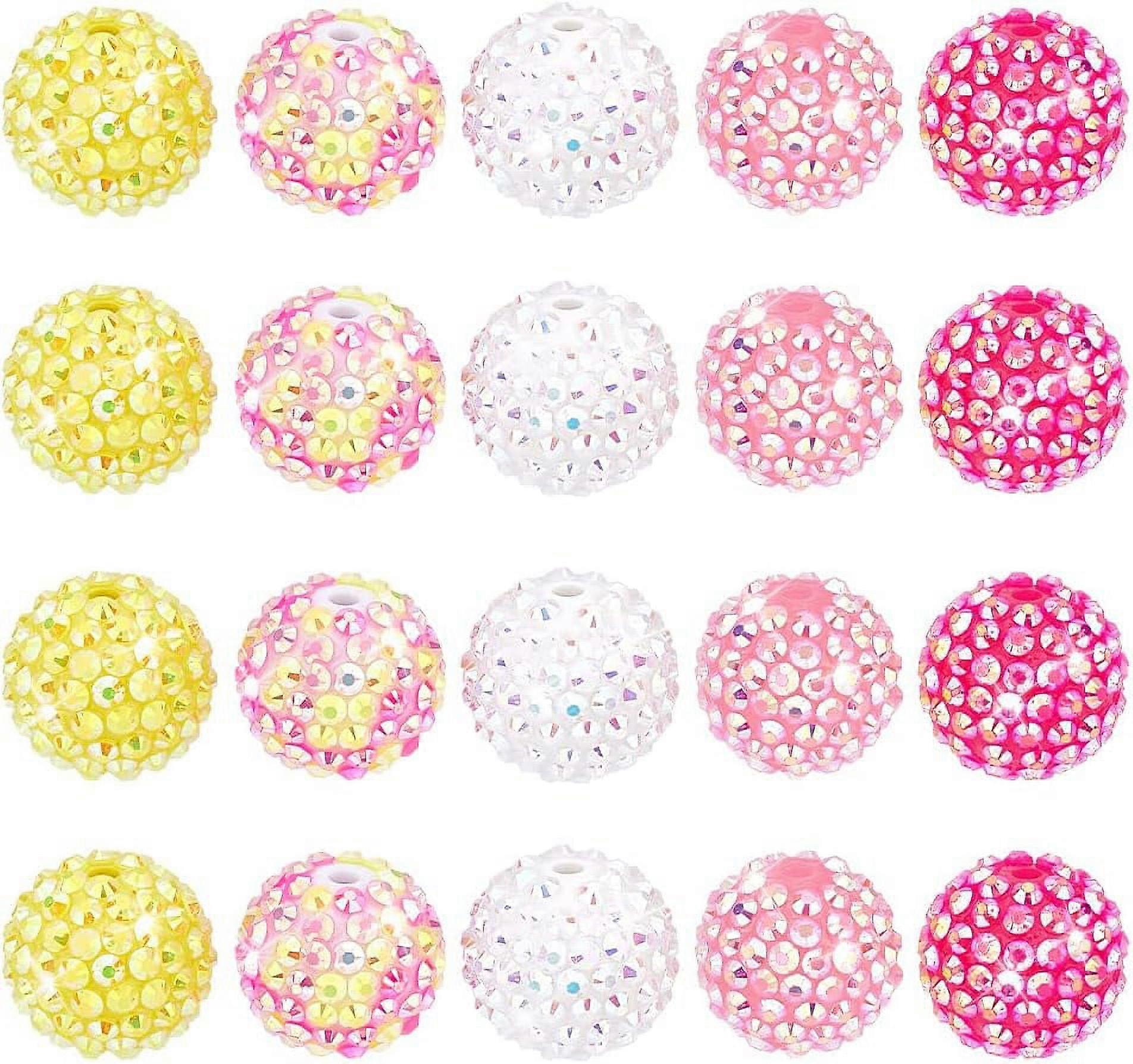 Bubblegum Beads 20pcs Mixed Color Chunk Beads Resin Rhinestone Beads Large Acrylic Loose Beads