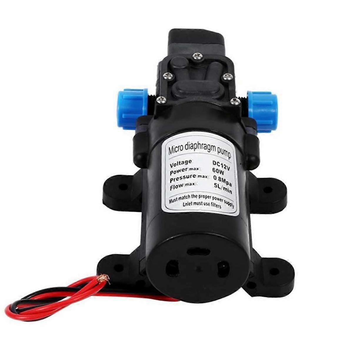 DC 12V 60W 120PSI 5L/MIN Agricultural Electric Water Pump Black Mini High Pressure Diaphragm Water