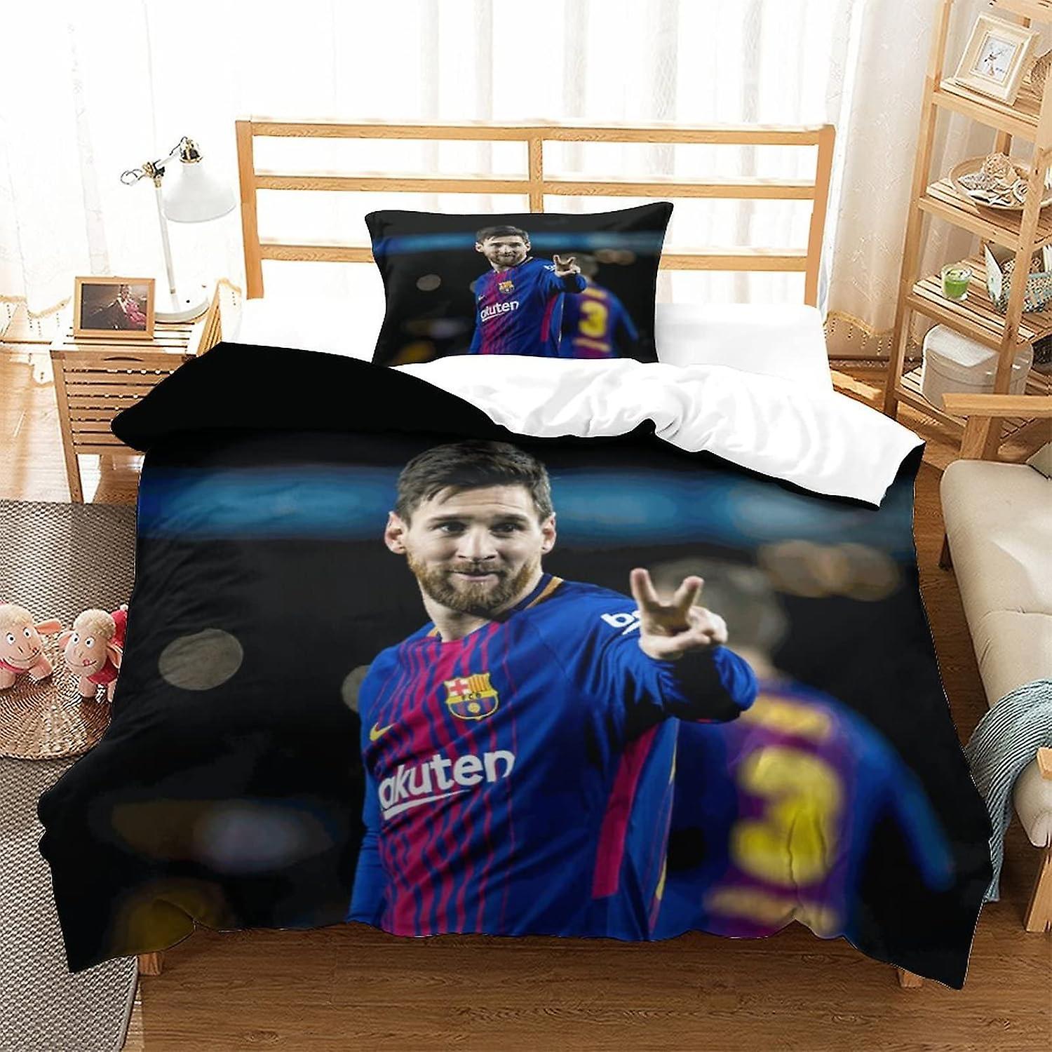 Messi Poszwy na kołdrę Mistrz Świata Zestaw poszewek na kołdrę, zestaw zapinany na zamek błyskawiczny Zestaw pościeli dla dzieci dla nastolatków