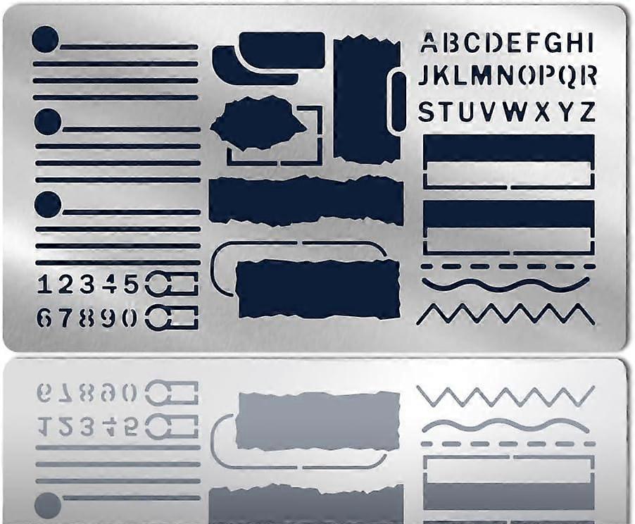Stainless Steel Planner Stencils 3.98x6.97inch Banners Lines Lists Number Letter Dot Templates Reusable Journal Stencils for Scrapbooking Journaling D