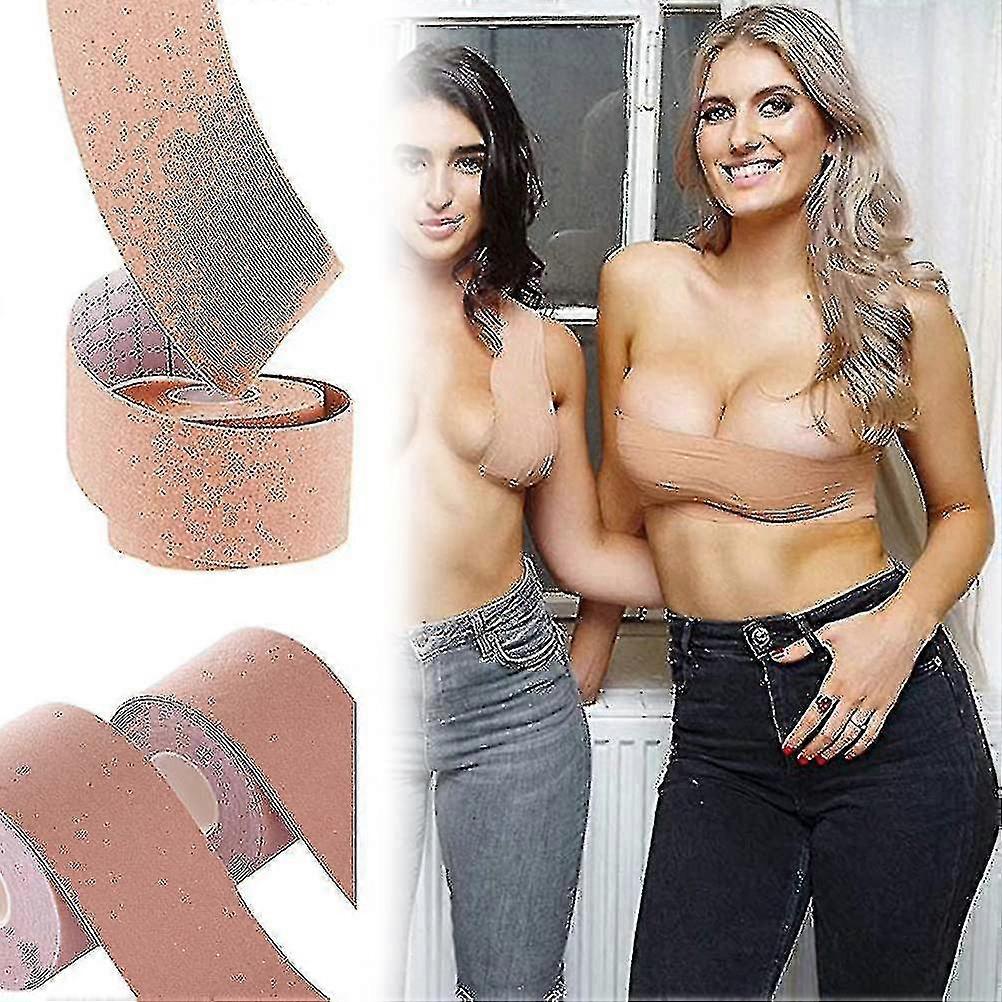 شريط المعتوه ، شريط الحلمة ، شريط رفع الثدي المقاوم للماء ، شريط الثدي المريح المرن ، لاصق بدون حمالات حجم لزجة: 7.5cm * 5M-اللون: الجلد