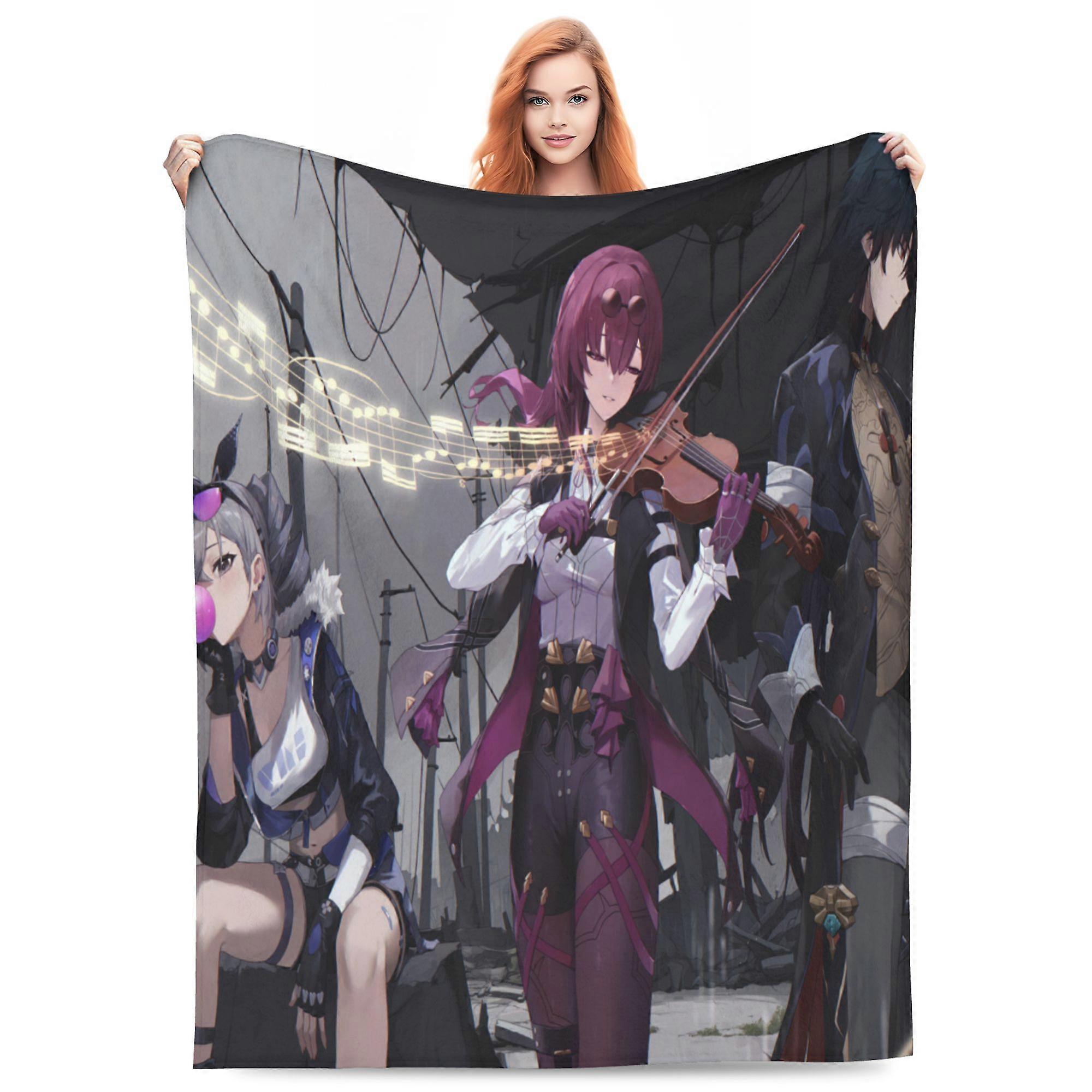 Kafka Honkai Star Rail Bed Blanket 3D Printed Throw Blanket Lightweight Super Soft Air Conditioning Room All Season Blanket Sofa Couch Bed Fans Cartoo