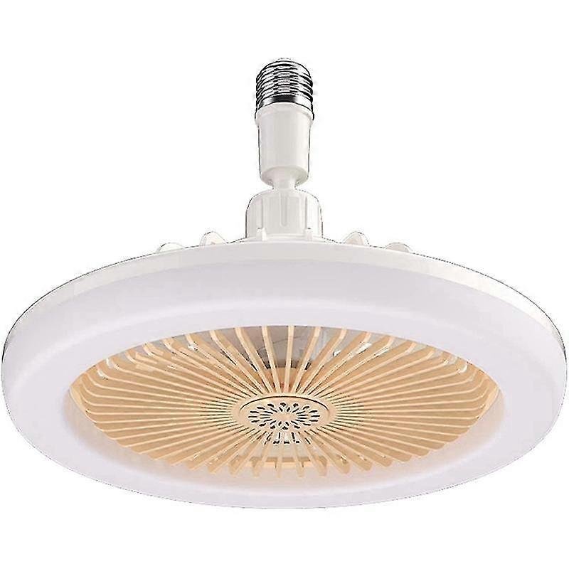 E27 Ceiling Fan With Lights,enclosed Low Fan Light,hidden Electric Fan Gimbal Lamp Holder(cream Color)