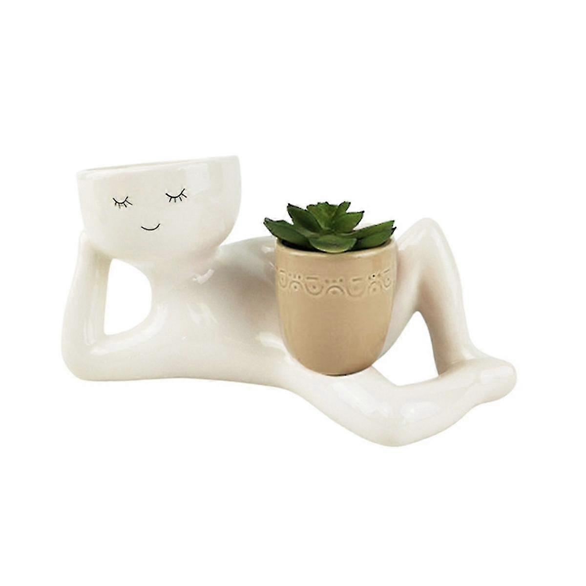 Lazy Little Figure Flower Basin House Desktop Creativing Succulent Green Plant Vase Container Crafts Swing