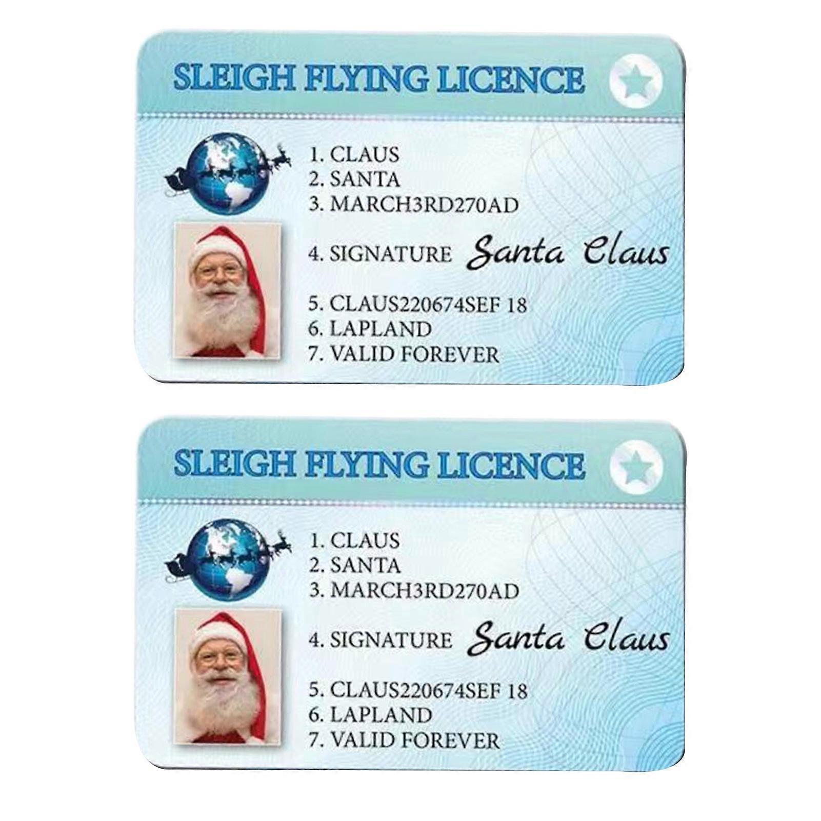 2Pcs/Set Santa Claus License Exquisite Design Real-looking Double-sided Printing Santa Claus Lost Driving Licence for Christmas KAESI