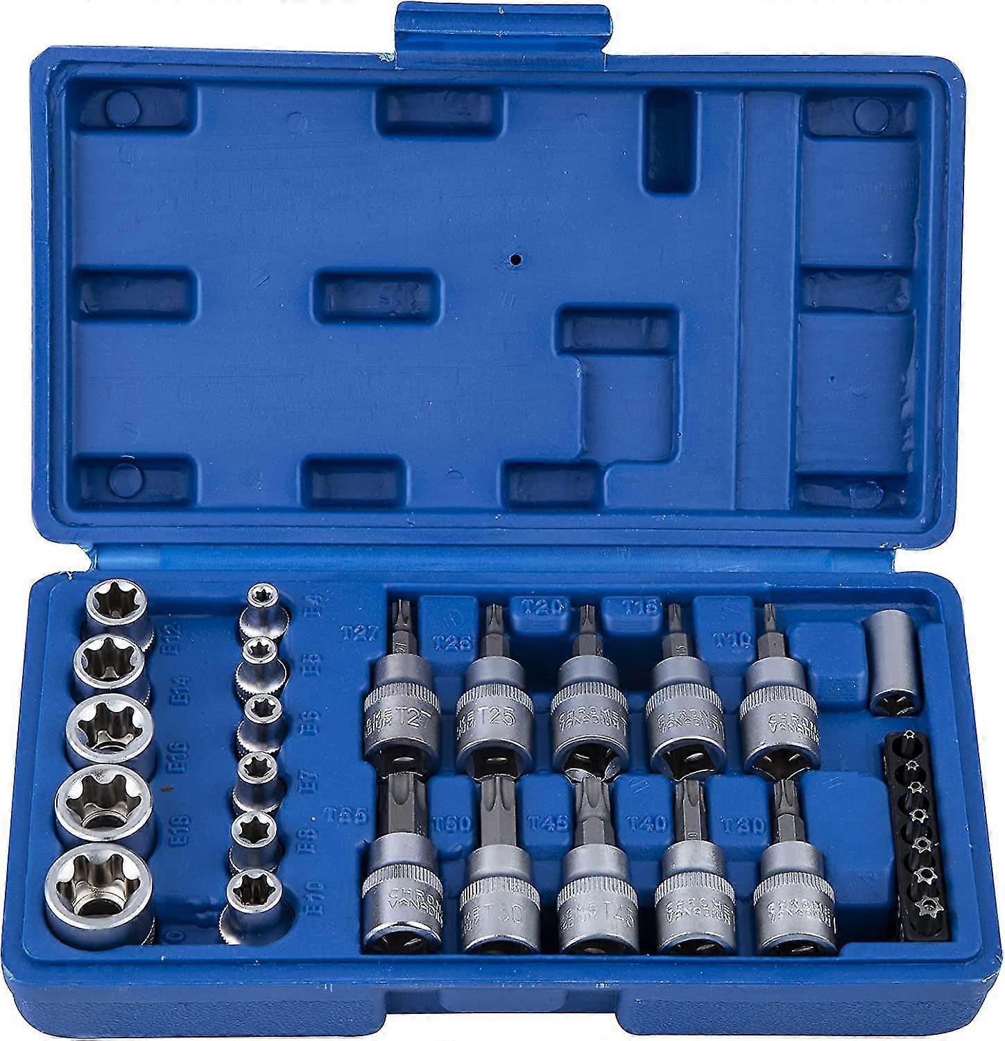 Set Of 30 Pcs Female Male Torx Socket And Bit E & T Sockets