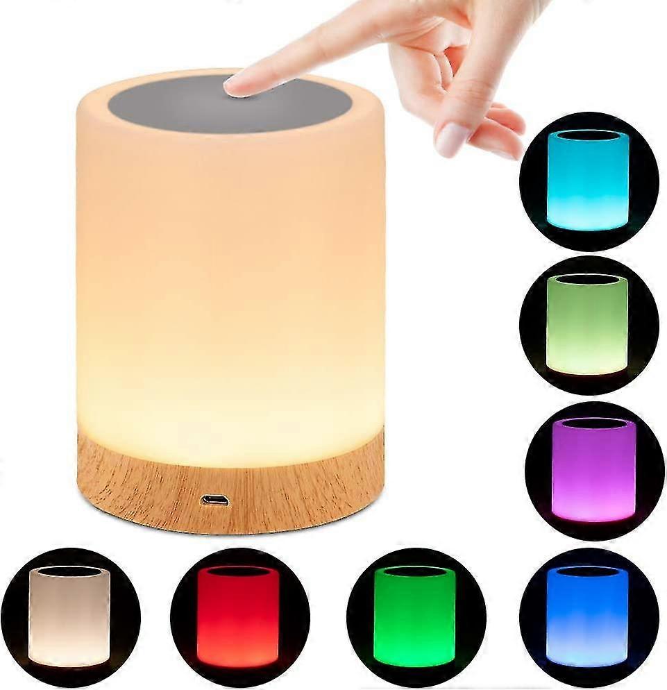 Led Night Light, Bedside Lamp With Touch Control And Usb Rechargeable And Rgb Color Changing With Dimmable Table Lamp For Bedroom And Living Room - Wa