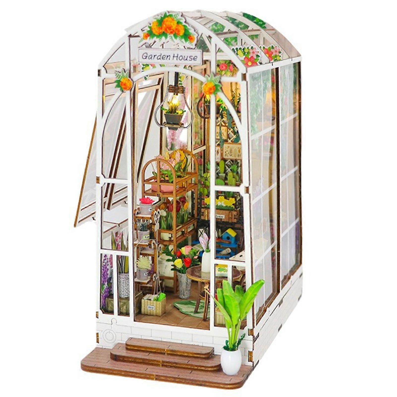 DIY Wooden Garden House with Furniture 3D Miniature House Model Desktop Mini Building Decoration Kids Adults Handmade Doll House Assembly Toy