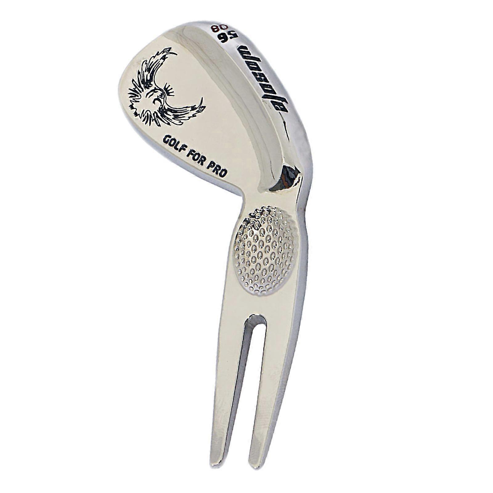 Lightweight Golf Putting Green Repair Tool Divot Fork Pitchfork Silver