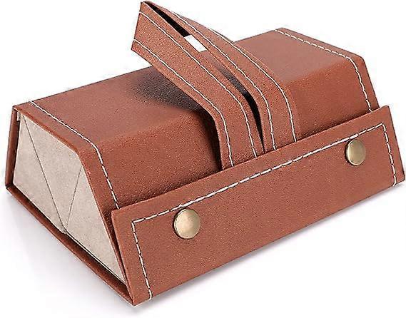 منظم النظارات الشمسية ، صندوق علبة النظارات ذات 3 فتحات ، صندوق تخزين النظارات القابلة للطي ، منظم نظارات شمسية للسفر (بني)