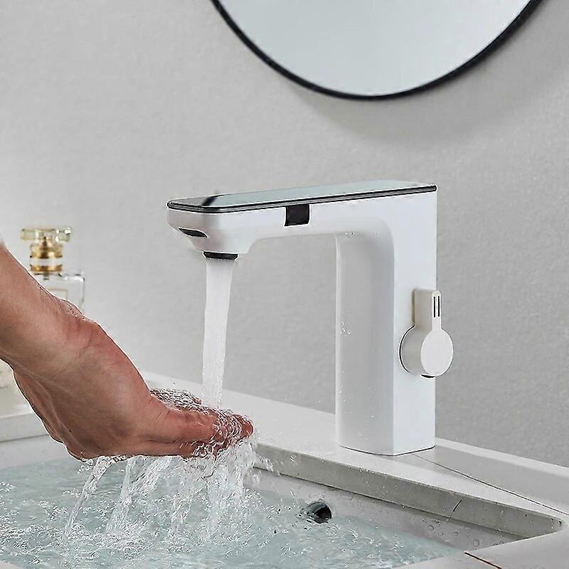 Smart Sensor Basin Faucet Digital Display Screen Hot Cold Water Mixer Tap Vanity Touchless Faucet For Bathroom Basin Taps Crane