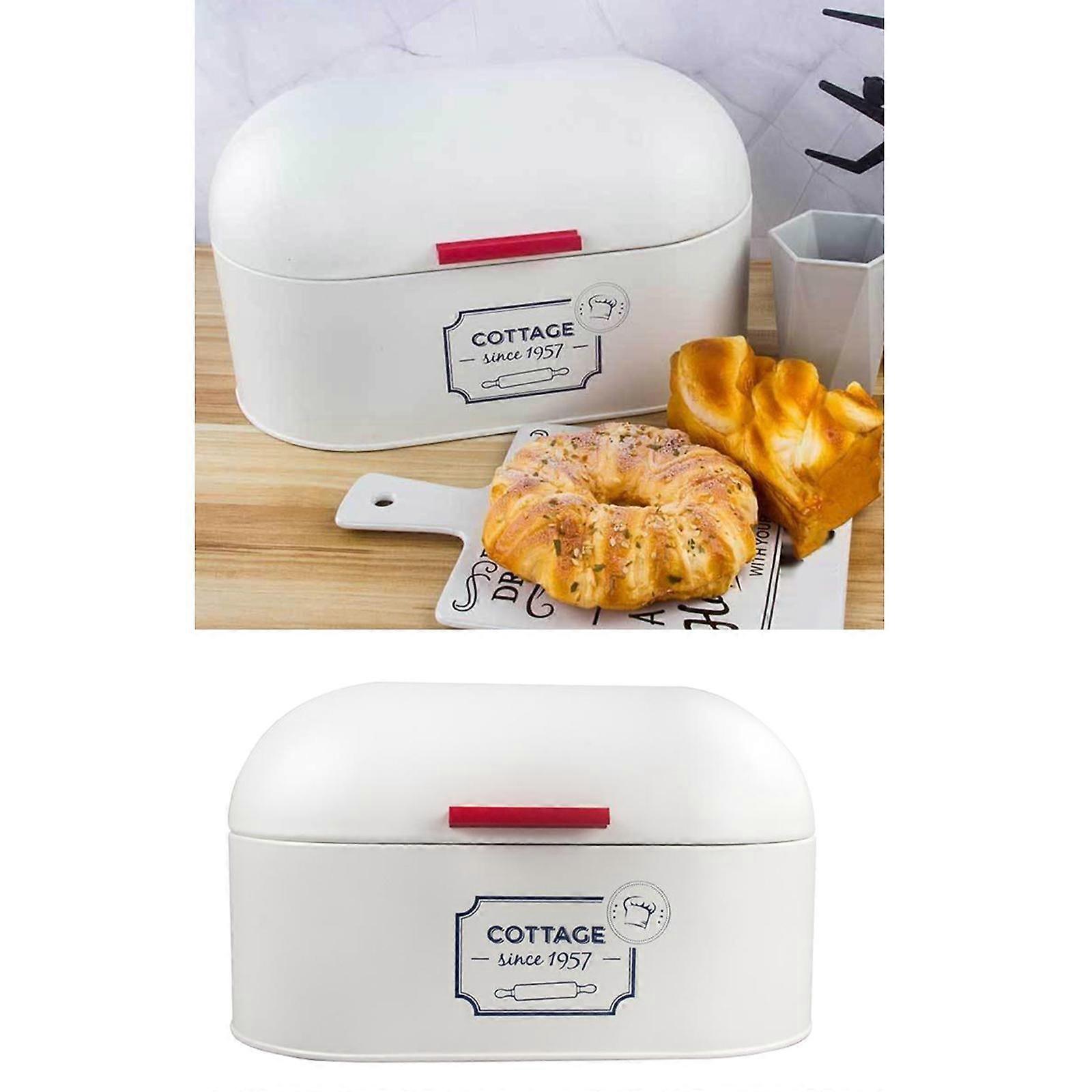 Galvanized Iron Bread Box for Kitchen, Bread Bin, Bread Storage Bread Holder, 340x195x180mm - Red