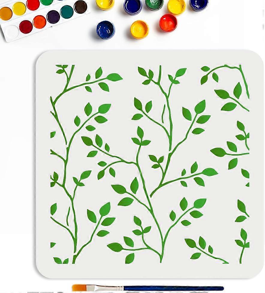 Tree Branch Leaf Template 11.8x11.8inchs Vine Leaf Stencils Reusable Branches Layering Stencil Nature Theme Template for Wall Drawing Crafts Canvas Fu
