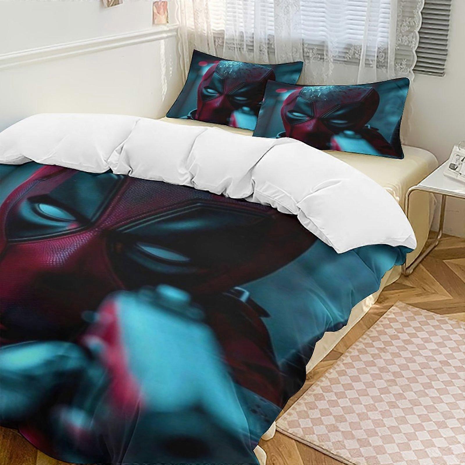 Bedding set Gs139 Deadpool Down Duvet Cover Microfiber Bedding Set Lightweight 3-Piece SetLightweight and comfortable SH139