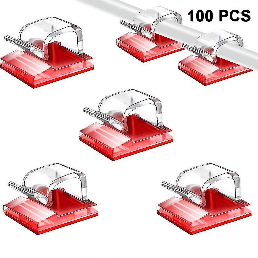 100pcs Adjustable Cable Management Clips, Adhesive Cable Organizers Sticky Wire Clips Cord Holder For Tv Pc Ethernet Cable Under