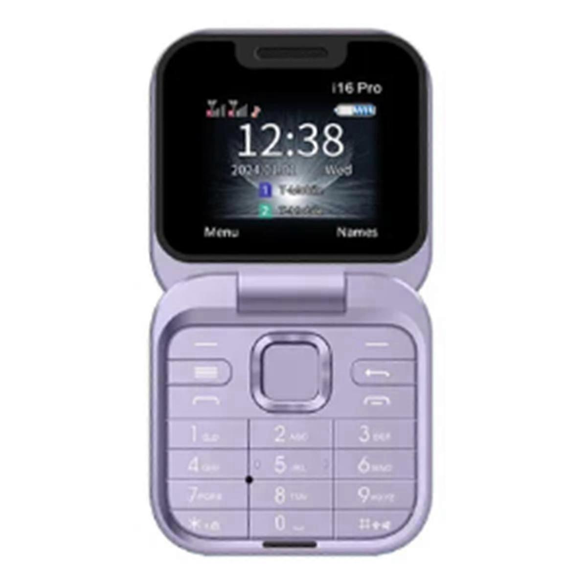 Mini Flip Mobile Phone FM Radio Voice Blacklist Speed Dial Vibration 2SIM Card Small Display Foldable Phone(Purple)