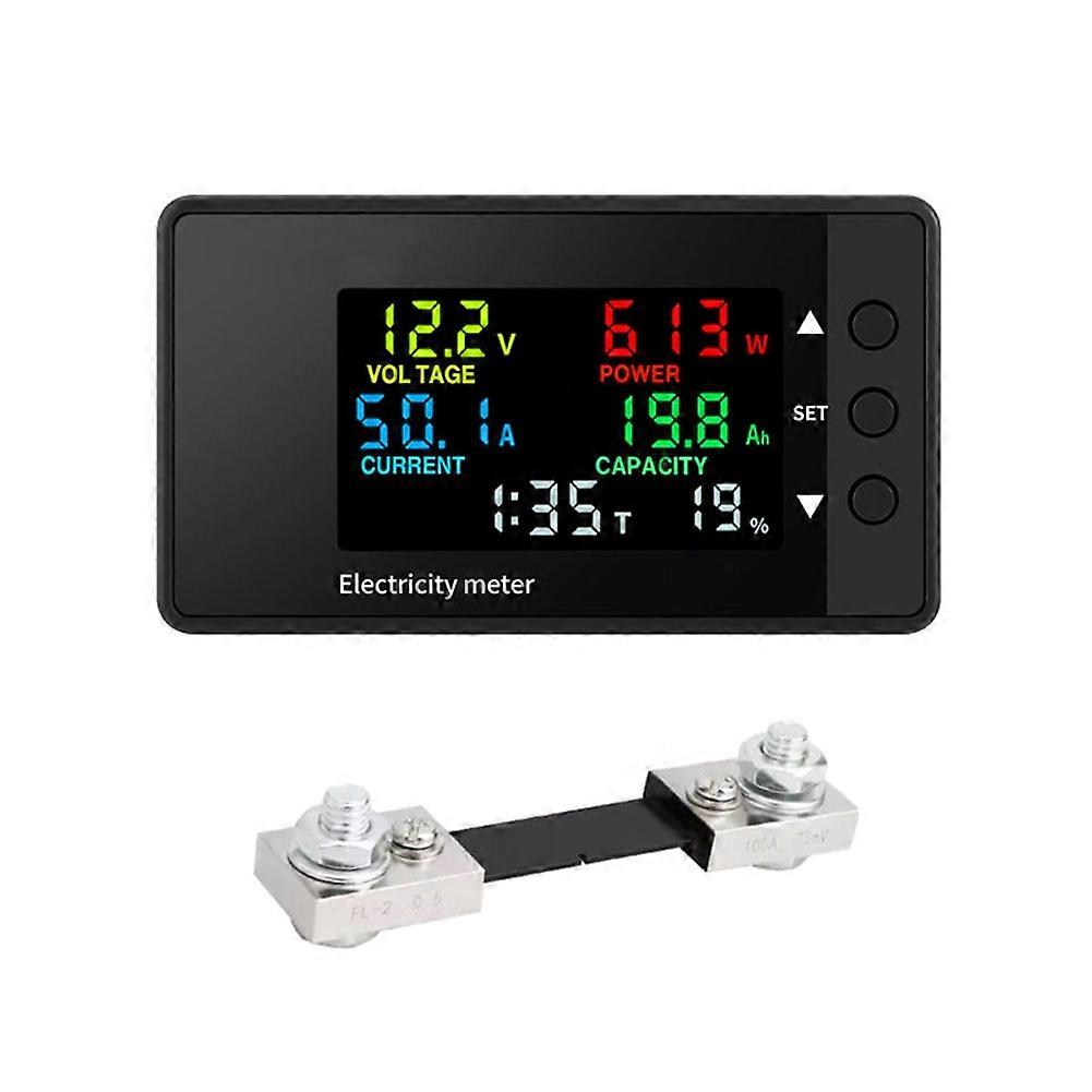 6-In-1 Voltmeter Ammeter DC 7.5-100V Wattmeter LED Digital Electric Meter Multifunctional Voltage Current Meter 0-100A