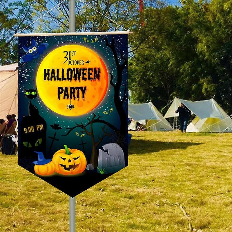 ハロウィーンの庭の旗の装飾、カボチャのクモの怖い雰囲気の吊り下げフラグ11.8インチ* 17.7インチ、ハロウィーンのホラーの夜、パーティーの装飾(SU