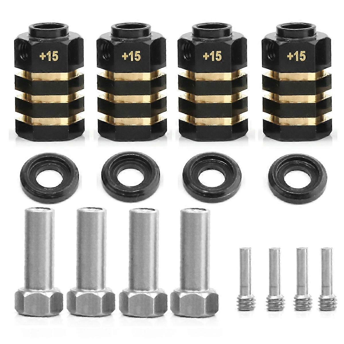 RC Brass Spacers Wheel Hex Hub Extenders for TRX4 TRX6 Wheels Extension Hex Drive Adapter(+15mm Thickness)