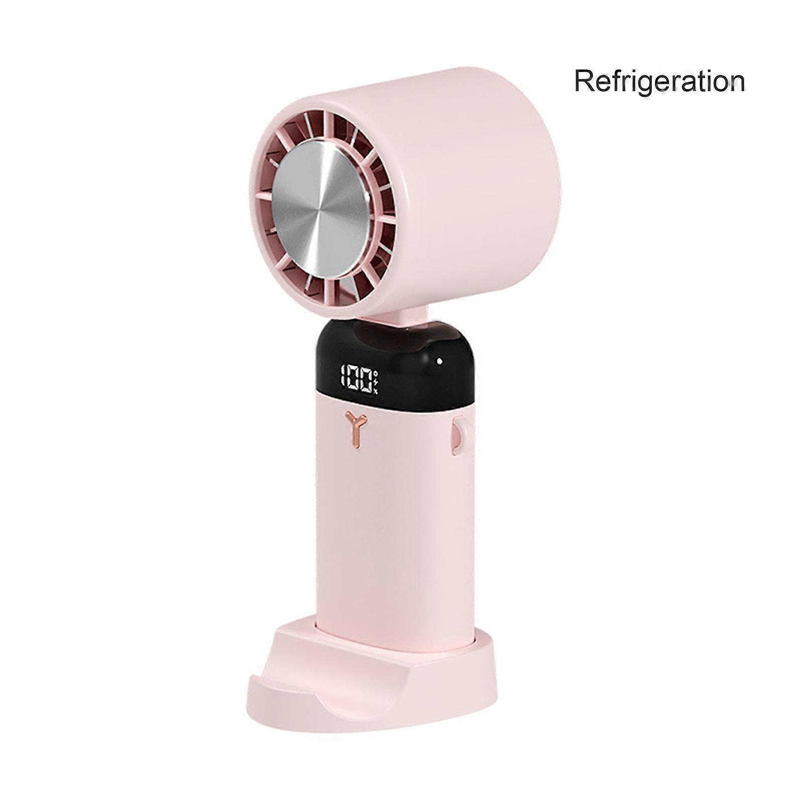 Handheld Folding Fan Portable Electric Cold Compress Cooling Fan USB Rechargeable Desk Table Fan with 3 Adjustable Wind Speed LED Digital Display Phon