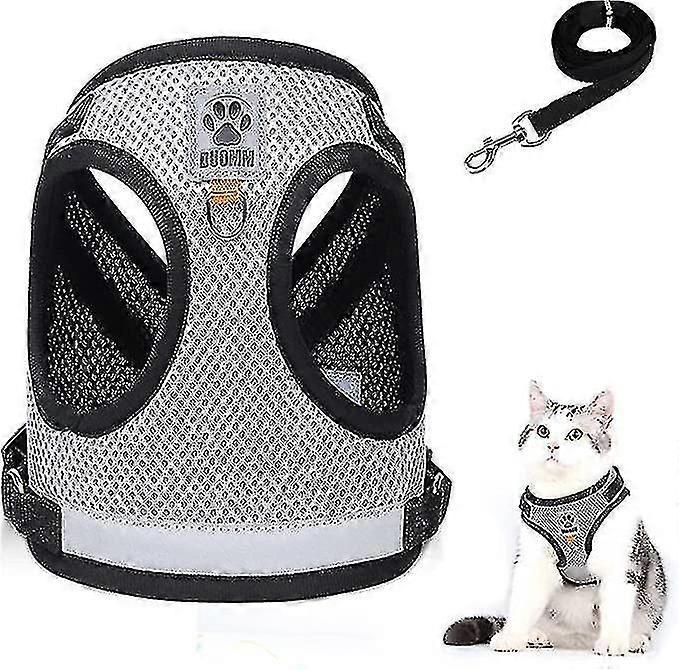 Cat Harness And Lead Set, Escape Proof Cat Kitten Walking Vest With Leash, Adjustable Soft Reflective Mesh Vest Harness And Lead For Small Medium Cats