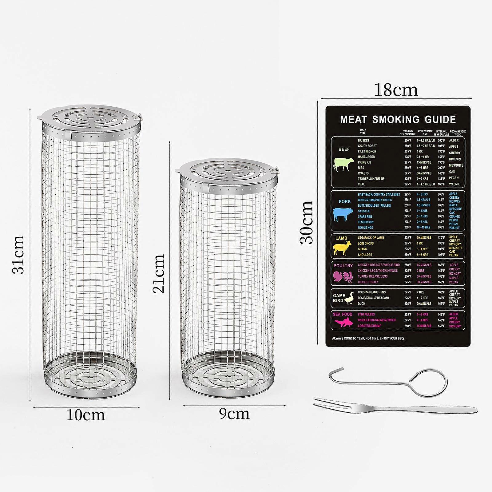 Bbq Rolling Grilling Basket For Outdoor Grill,cylindrical Stainless Steel Grill Net For For Vegetables And Meat,bbq Accessories