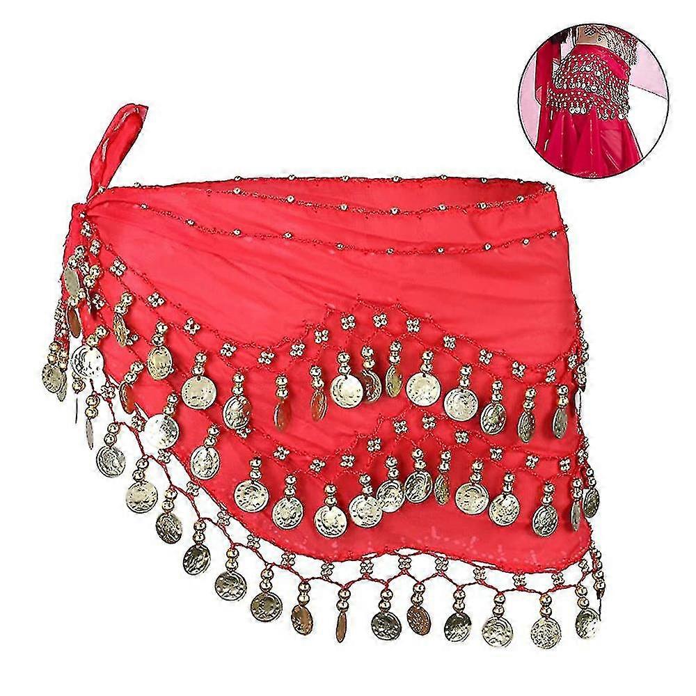 Hip Scarf For Belly Dancing, Women's Belly Dance Scarf With Coin Skirt-aisgd