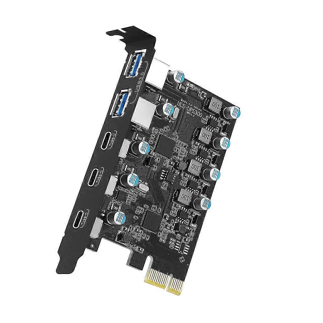 PCIe Expansion Card to 5 Port (3X USB C,2X USB 3.0-A ) PCI Expansion Card for Windows 10/8/7 and OS