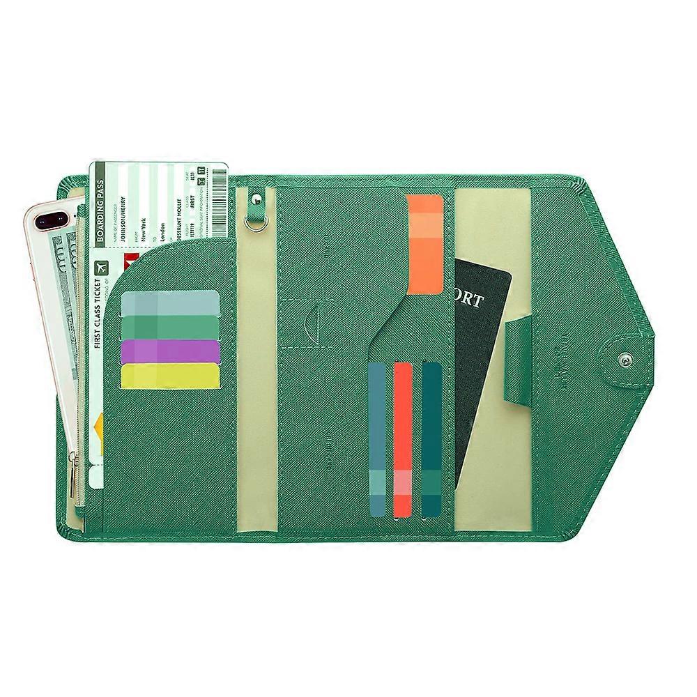 Passport Holder Travel Wallet Rfid Blocking Multi-purpose Passport Cover Case Document Organizer Wrist Strap
