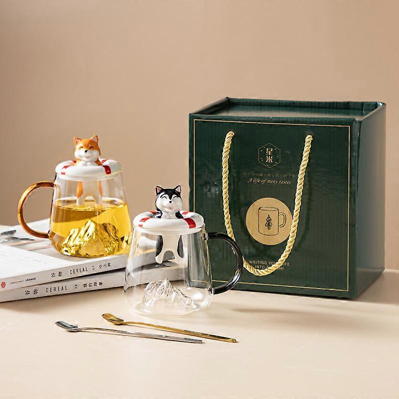 Elegant Ceramic Glass Coffee Mug Set for Couples - Gift for Tea and Breakfast