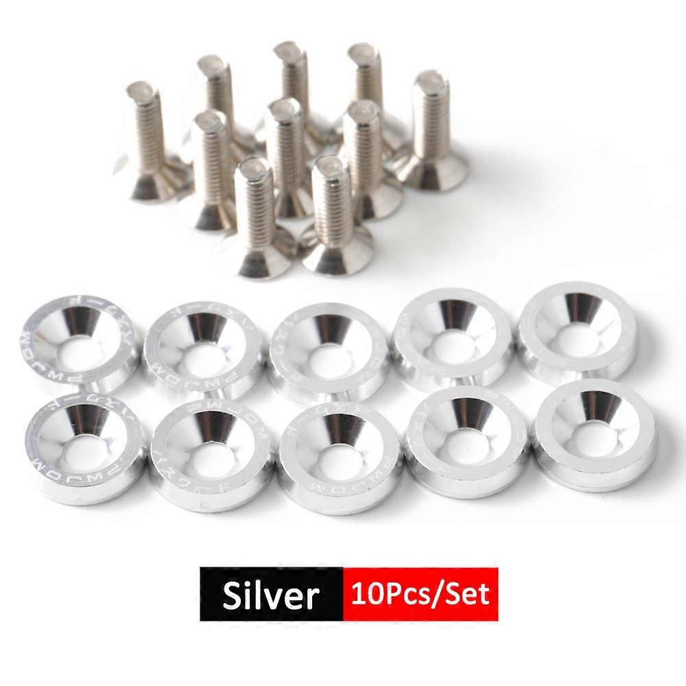 AUTCOAT 1Set Billet Aluminum Fender Bumper Washer Bolt Engine Bay Screw Dress Up Kit M6x20mm Bolts