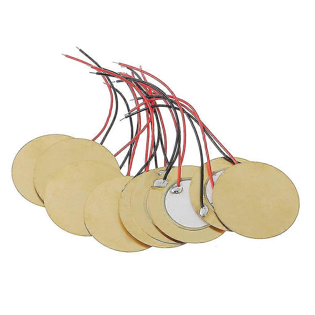 10pcs 35mm Piezo Elementer Buzzer Sounder Sensor Trigger Drum Disc + Wire Kobber