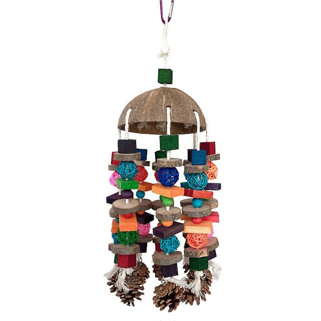  لعبة الطيور كرات الروطان تمزيق لعبة مضغ للأسنان كتلة الخرز الخشبي قفص عنقودي لعبة شنقا الأليفة طحن الأسنان لعبة