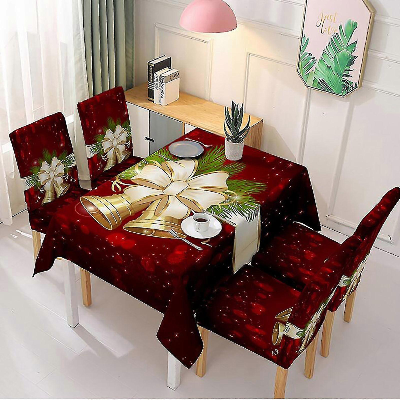 Christmas Tablecloth Print Rectangle Table Cover Set Holiday Party Home Decor