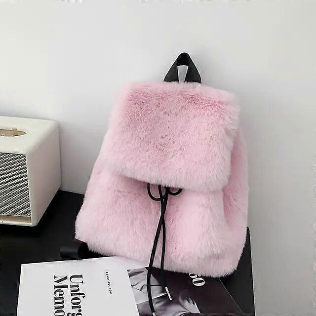 Faux Fur Leopard Γυναικεία Σακίδιο Πλάτης Solid Soft Fleece Σακίδιο Πλάτης Harajuku Style Winter Ladies Bag Mochilas Para Mujer Backpacks