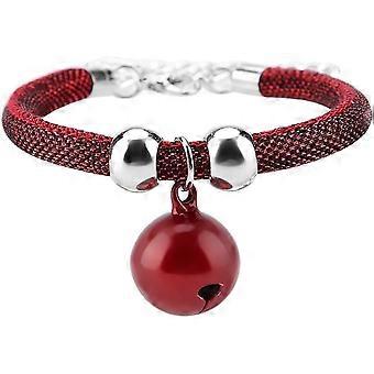 Japanese Style Cat Collar With Bell, Nylon With Extension Chain Pet Feeding Accessories(red)