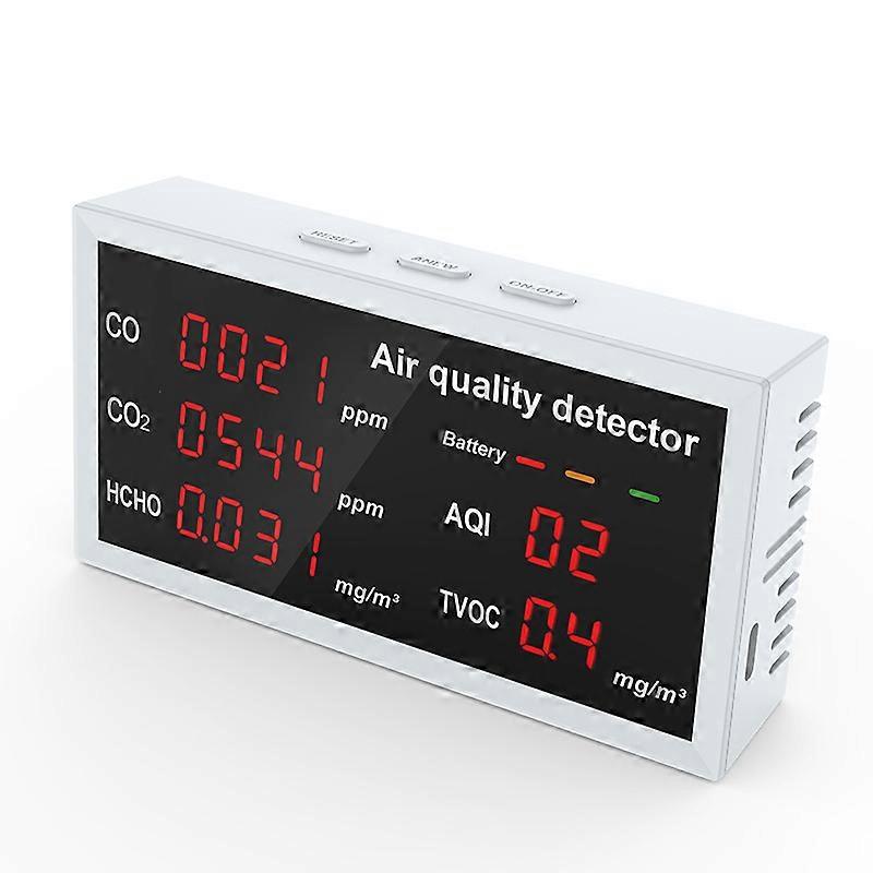 5-In-1 Air Quality Monitor Home Air Quality Detector Pollution Tester CO/CO2/HCHO/AQI/TVOC Carbon Monoxide Sensor CO2 Meter