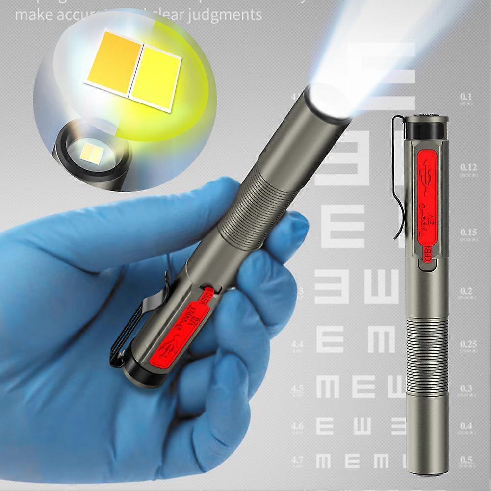 Portable LED Flashlight Clip Pocket Lamp for Dentist Nurse First Aid Work Lighting Type-C Charging Pen Light Torch