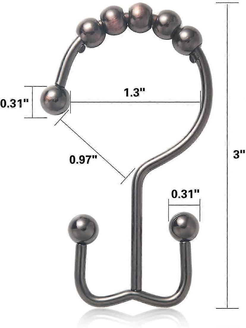 Shower Curtain Hooks Rust Resistant Shower Curtain Rings,12pcs,bronze