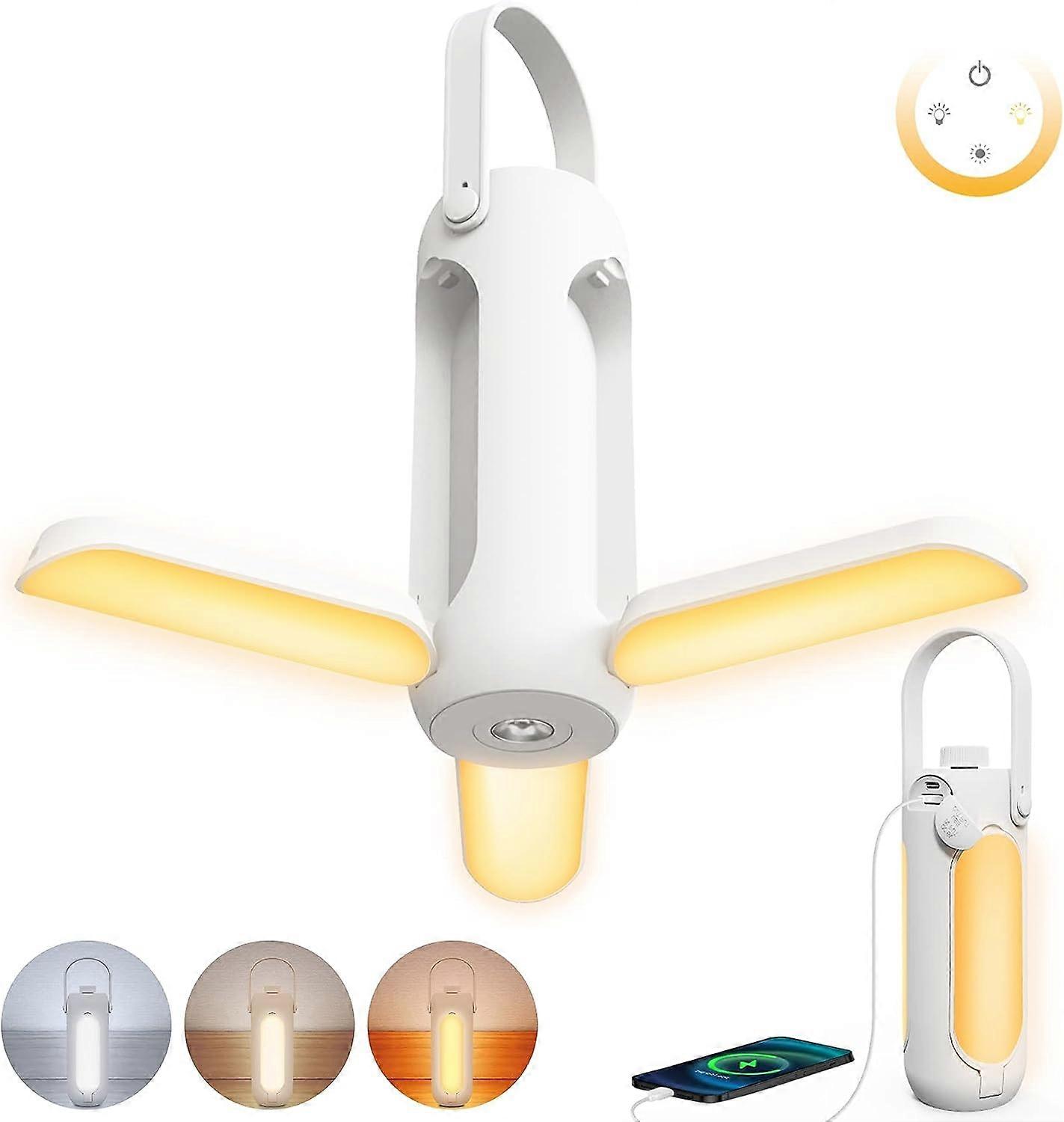 Rechargeable folding camping light (white), 10000mAh LED camping light with 3 dimmable modes, suitable for tents, camping accessories, for outdoor pic
