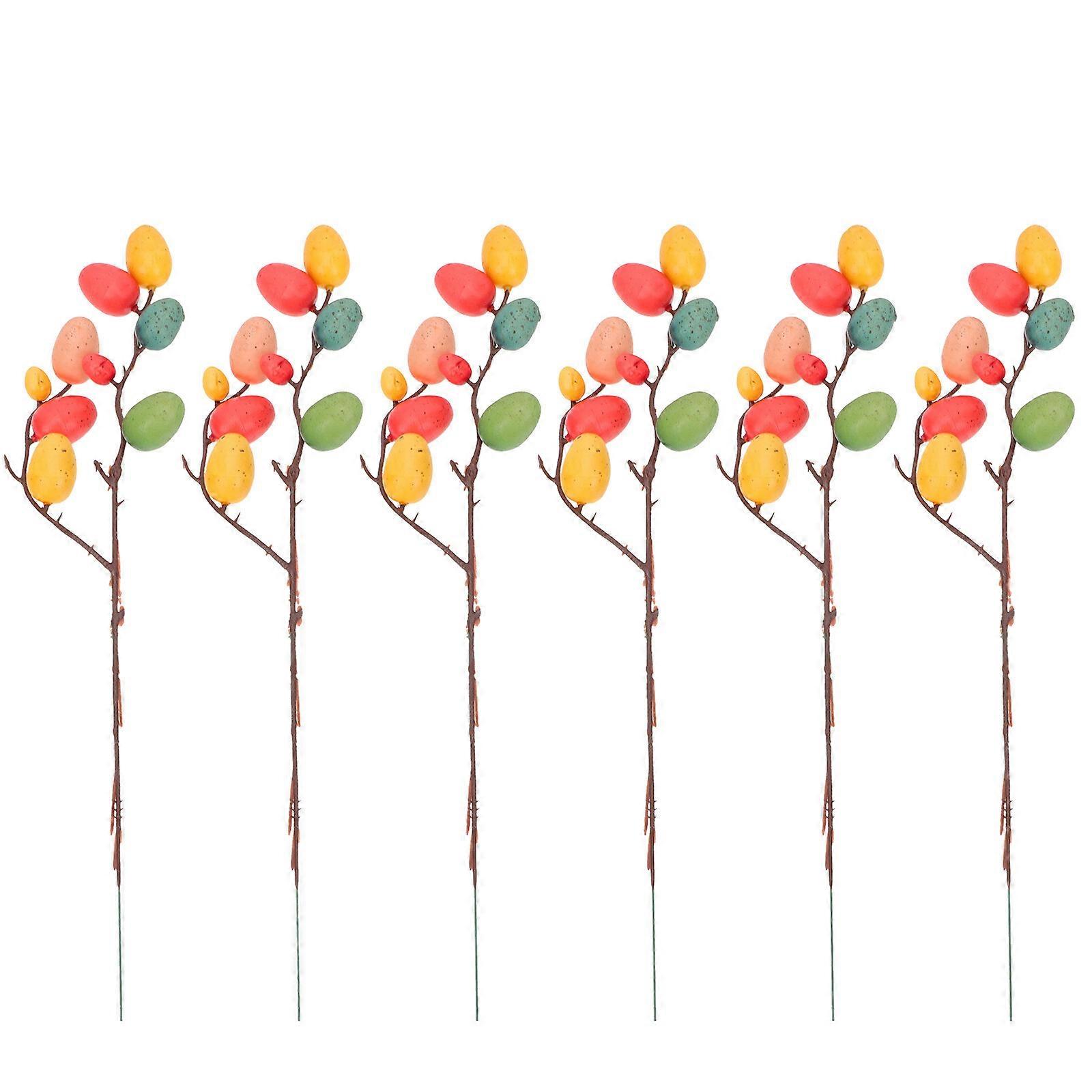 6pcs Easter Egg Adornments Easter Tree Decors Festival Decors Egg Branch Props